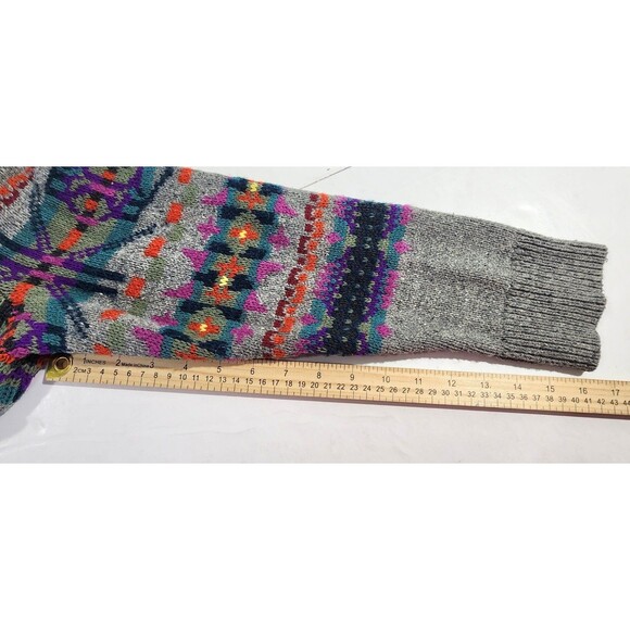 Chaps Fair Isle Sweater XL Cotton Blend Vintage Gray Crew Neck Womens Size 1X - Picture 14 of 15